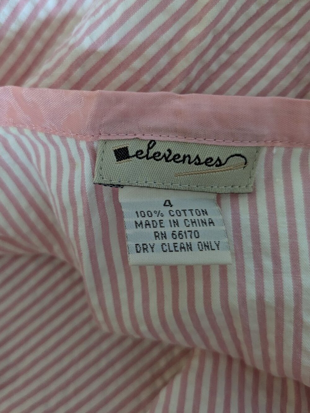 Elevenses pink cotton seersucker pink wrap skirt size 4 - Picture 3 of 3